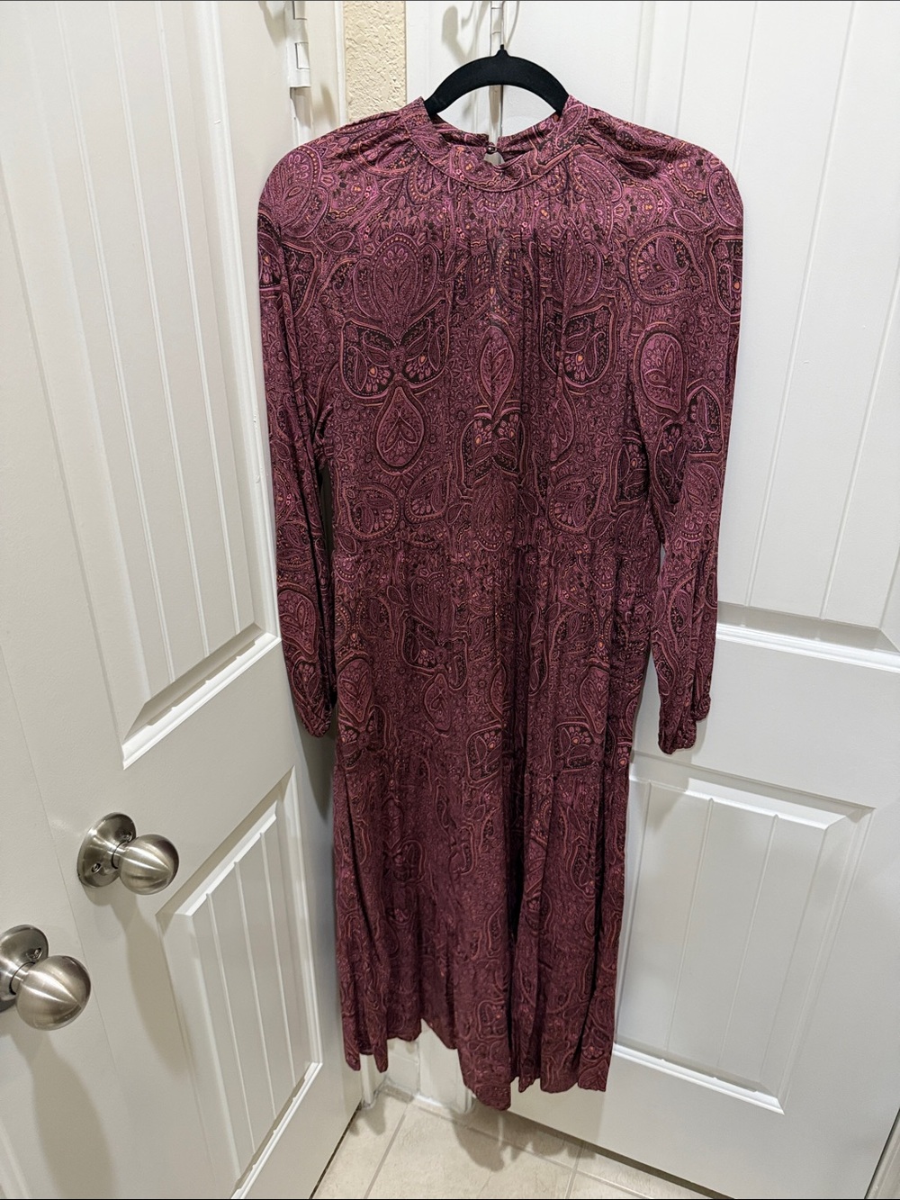 a new day Mauve Paisley Long Sleeve Midi Dress